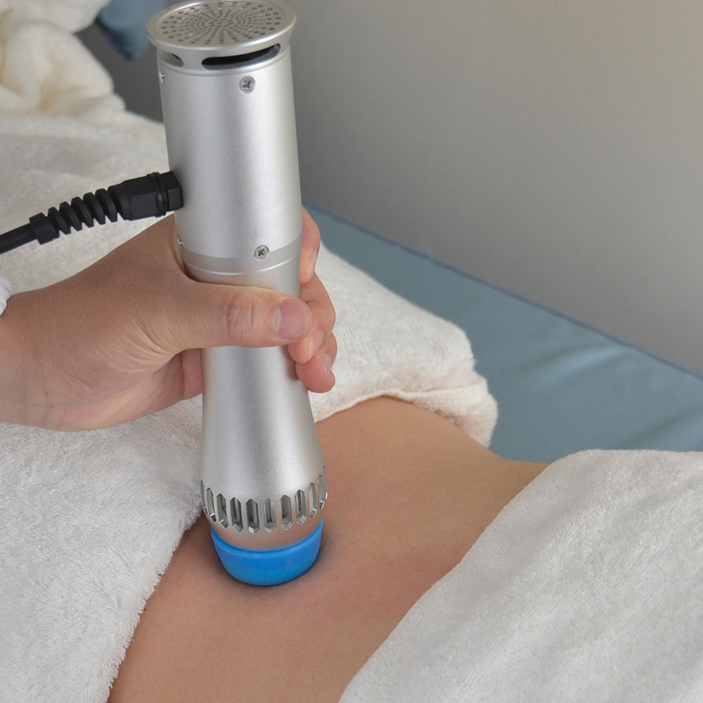 Shockwave therapy treatment applied to the lower back area.