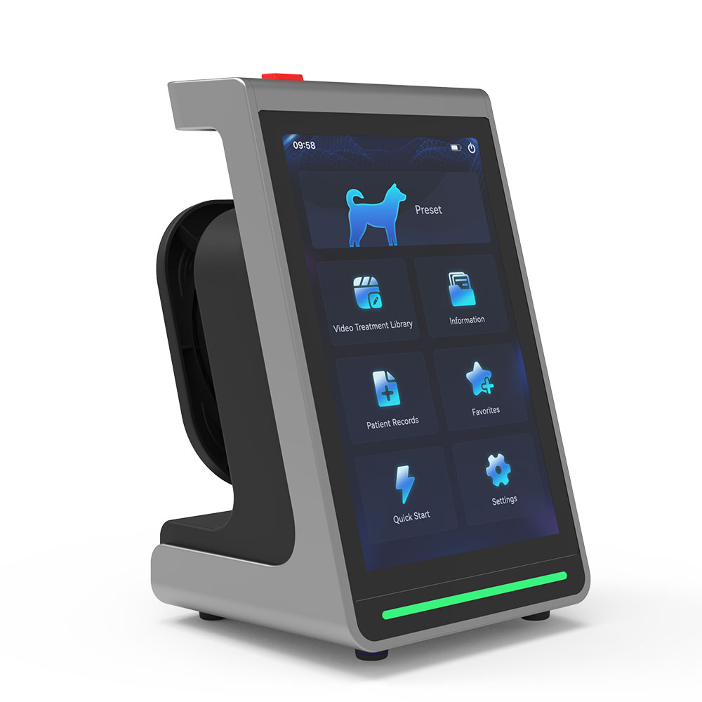 Medray QuantumX laser system with veterinary treatment interface.