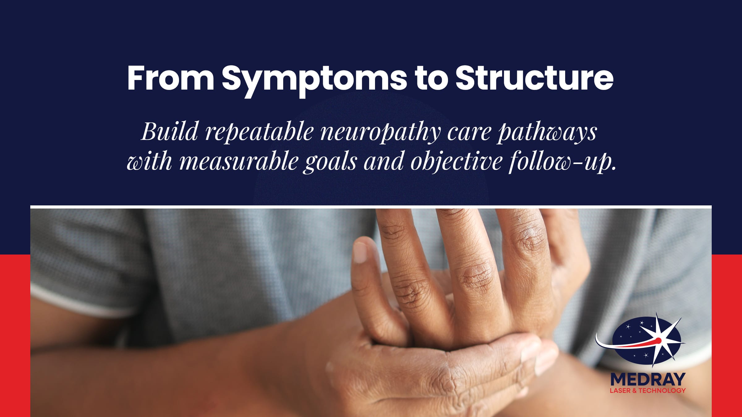 Structured neuropathy care pathway with assessment, treatment planning, objective follow-up, and patient engagement